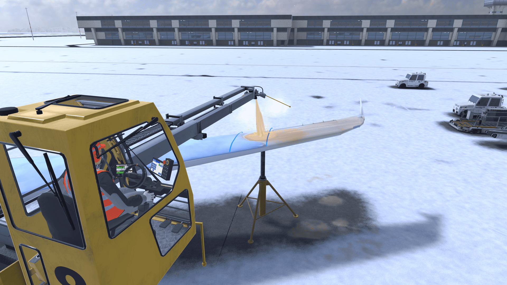 Spraying the practice wing on its stand