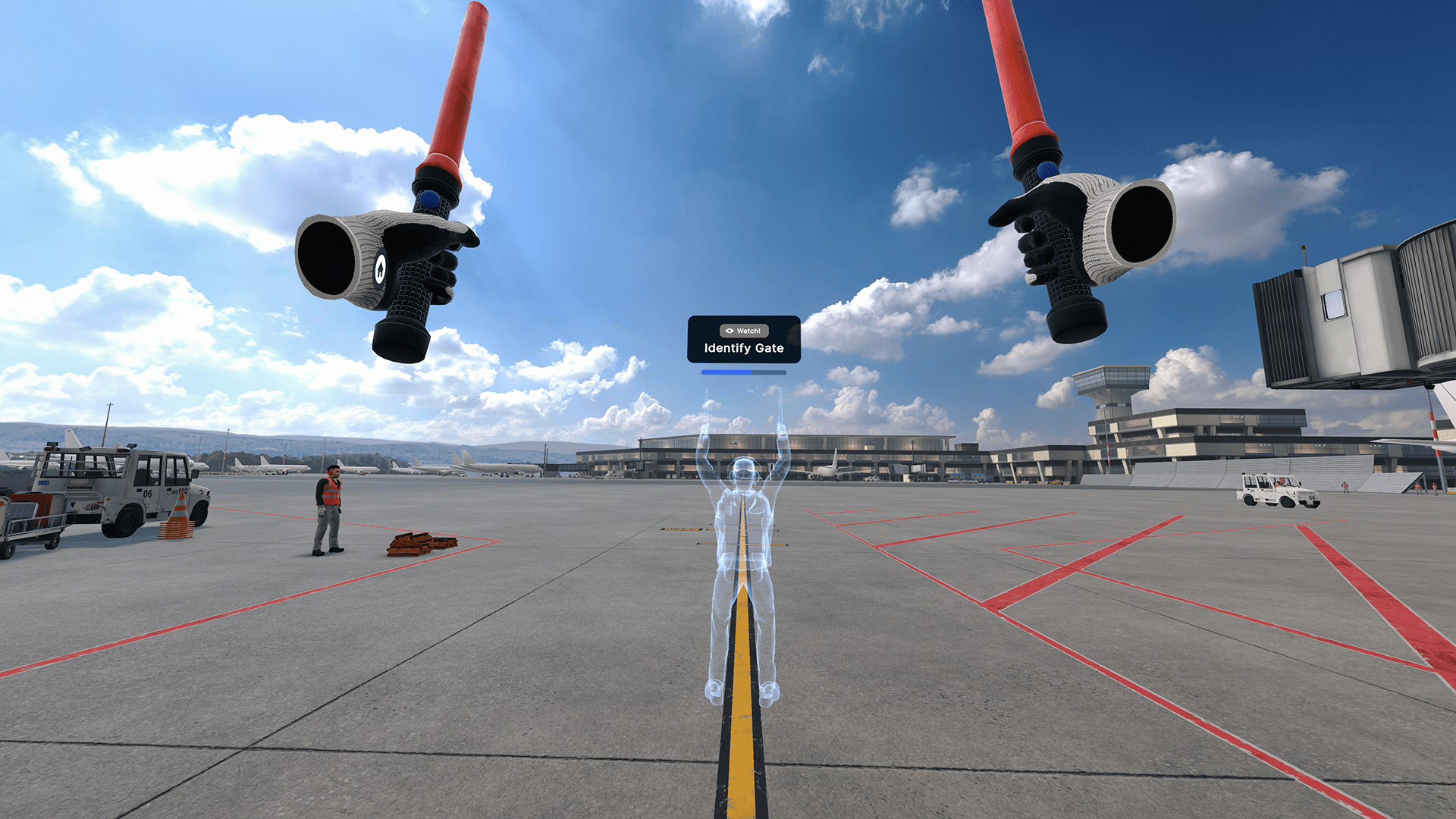 Marshalling an arriving aircraft onto the stand