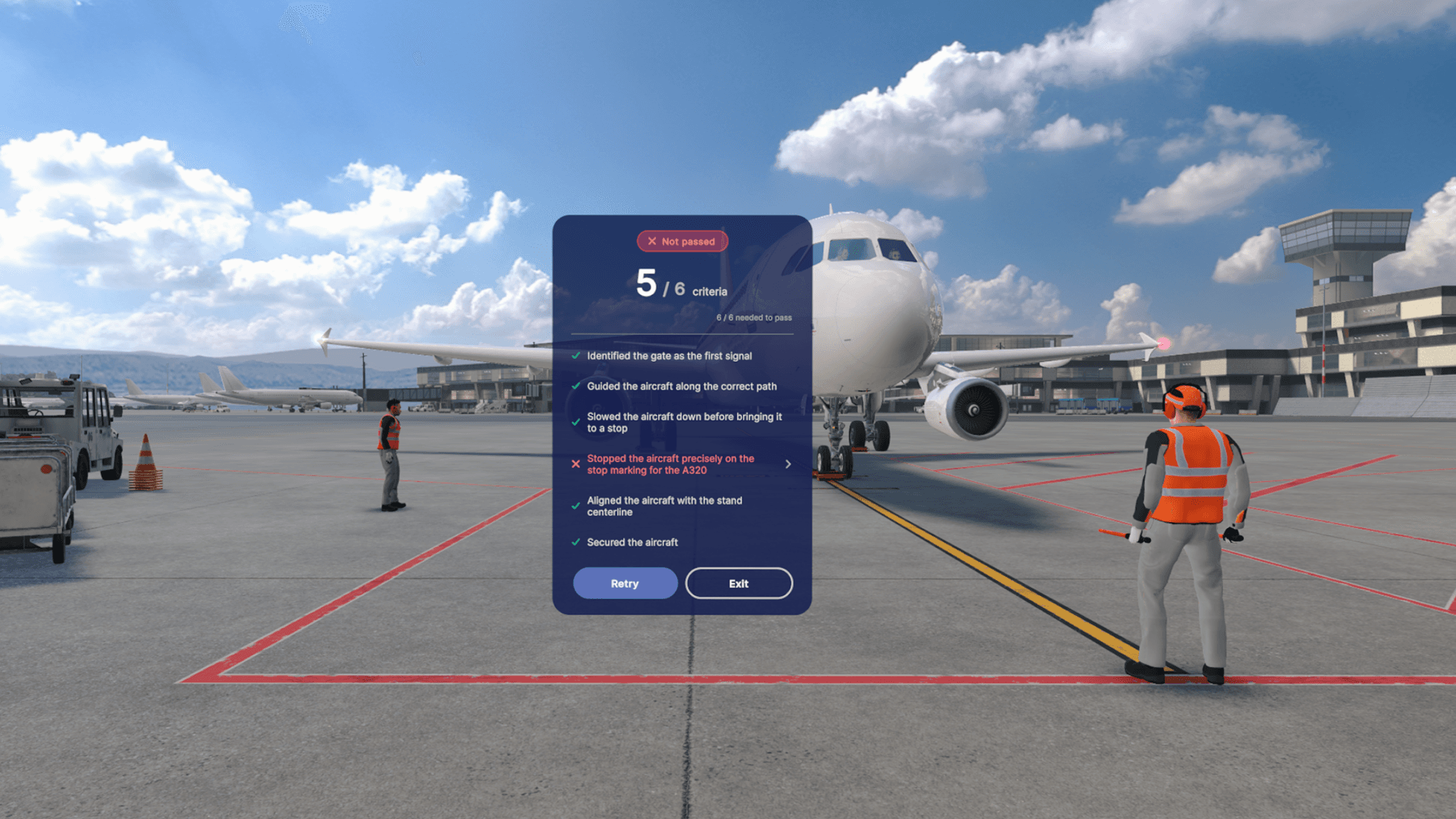 Scored assessment of a complete aircraft arrival