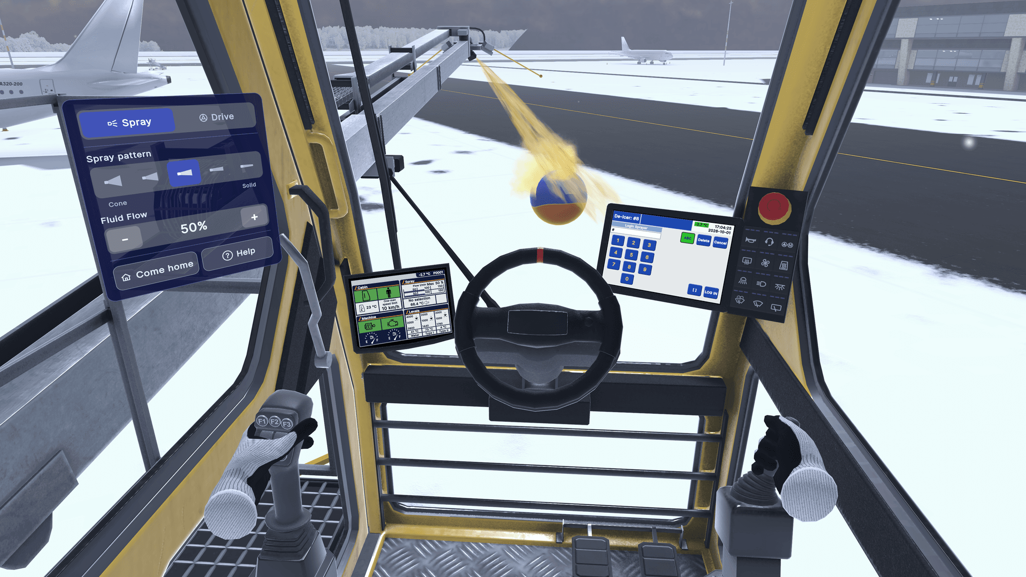 Operating the De-Icer: view from the operator cabin